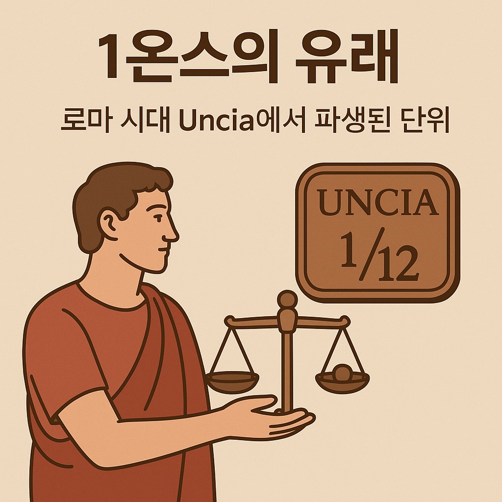 1온스의 유래 – 로마 시대 Uncia에서 파생된 단위 인포그래픽