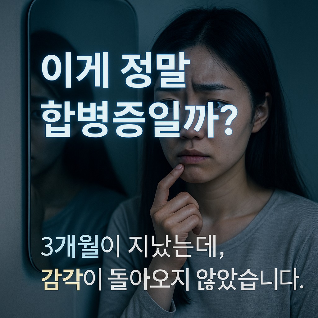 의료사고 보상 절차 중 감각 이상으로 고민하는 20대 여성의 모습 | 의료사고 합병증 의심 사례 | 의료분쟁 조정위 보상 가이드