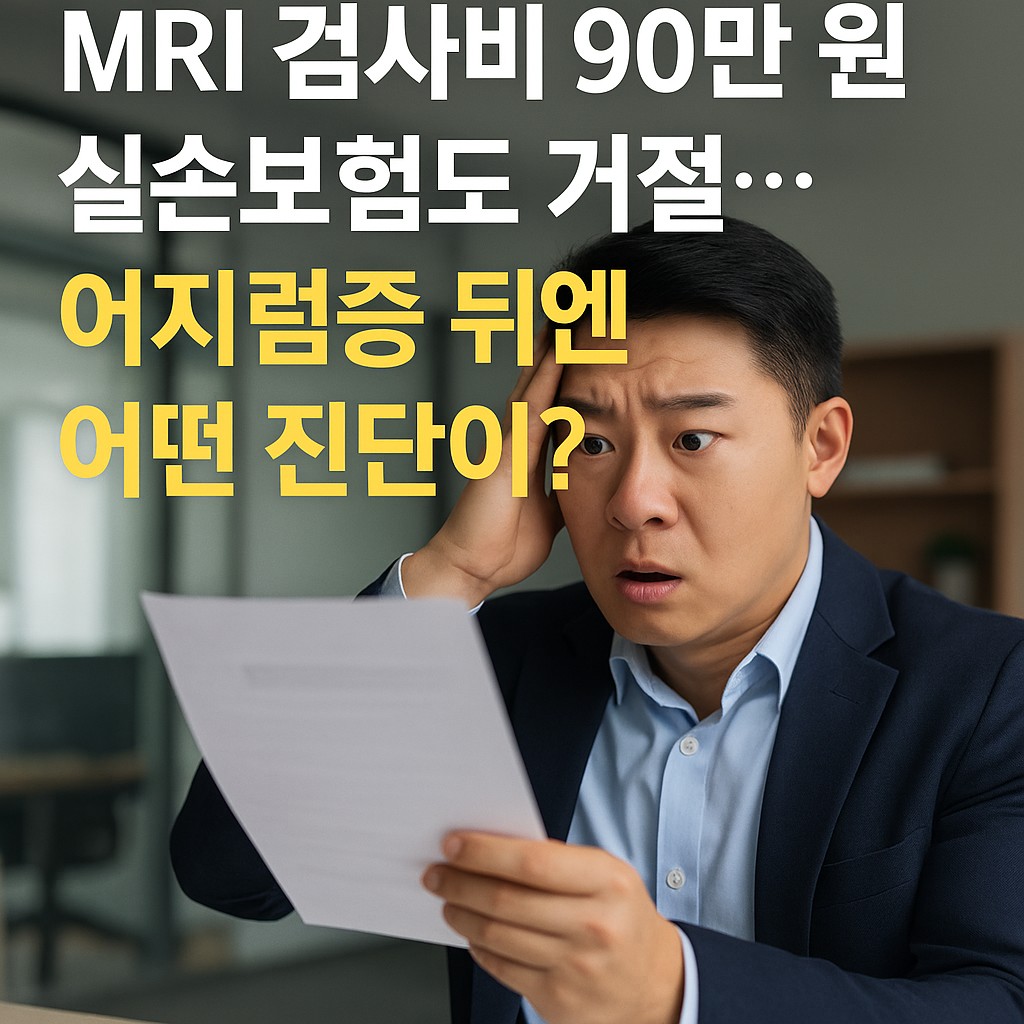 실손보험 거절 통보서를 확인하며 당황한 직장인의 모습